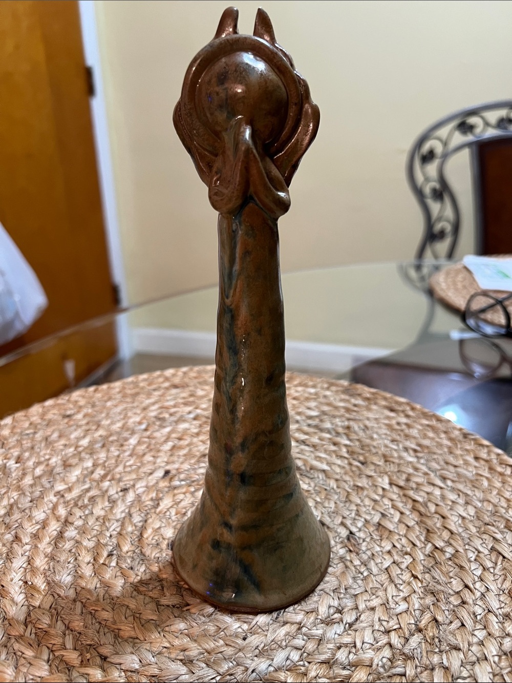 Guardian Angel Tabletop Pottery Sculpture,